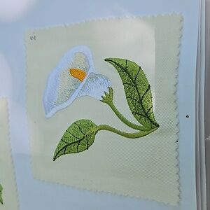 Handmade machine embroidery flower patch